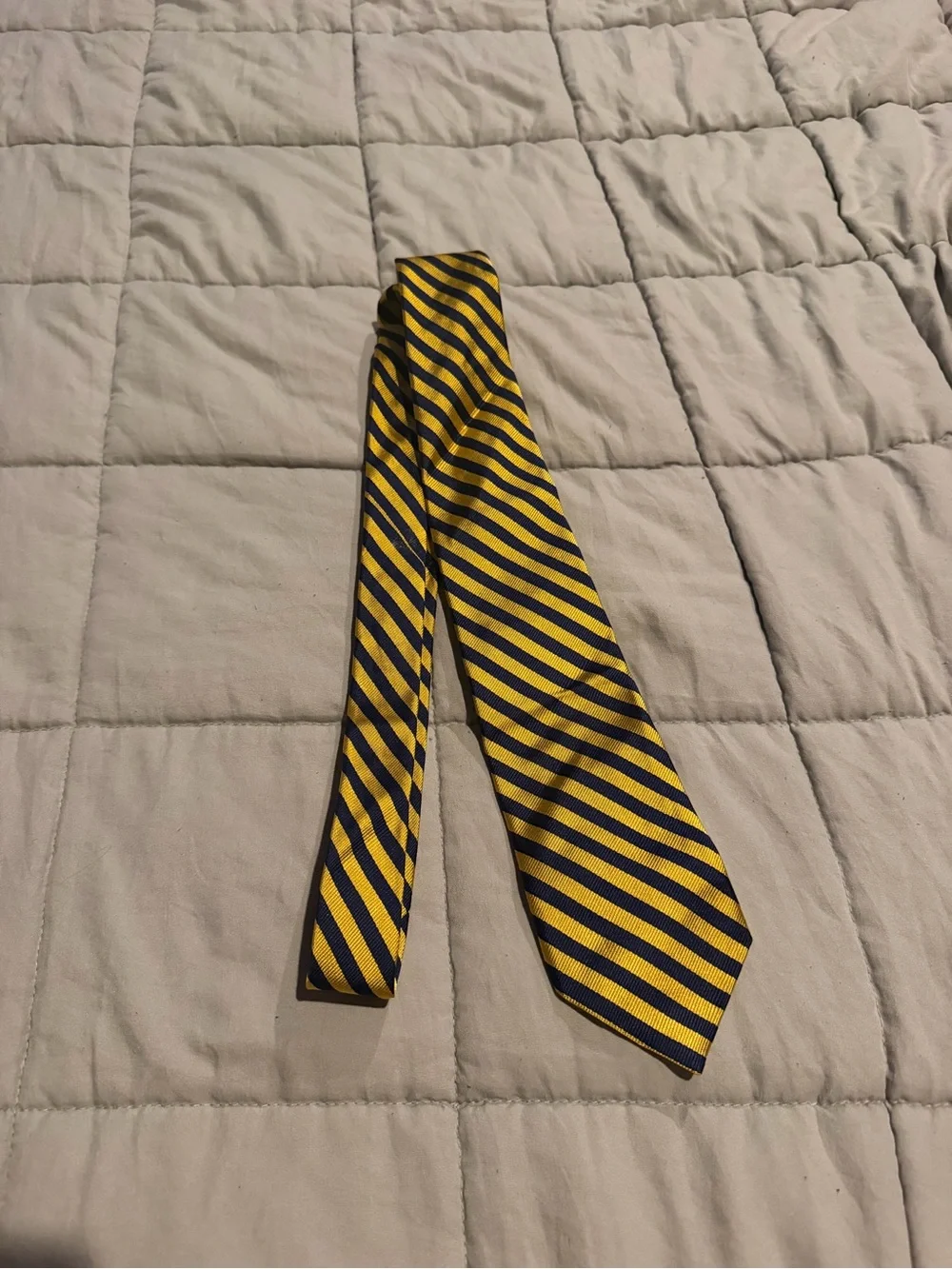 J. Crew Yellow and Navy Diagonal Stripe Tie